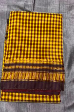 Ilkal Small Checks Cotton Silk Saree With Tana Warp Catlon Pallu