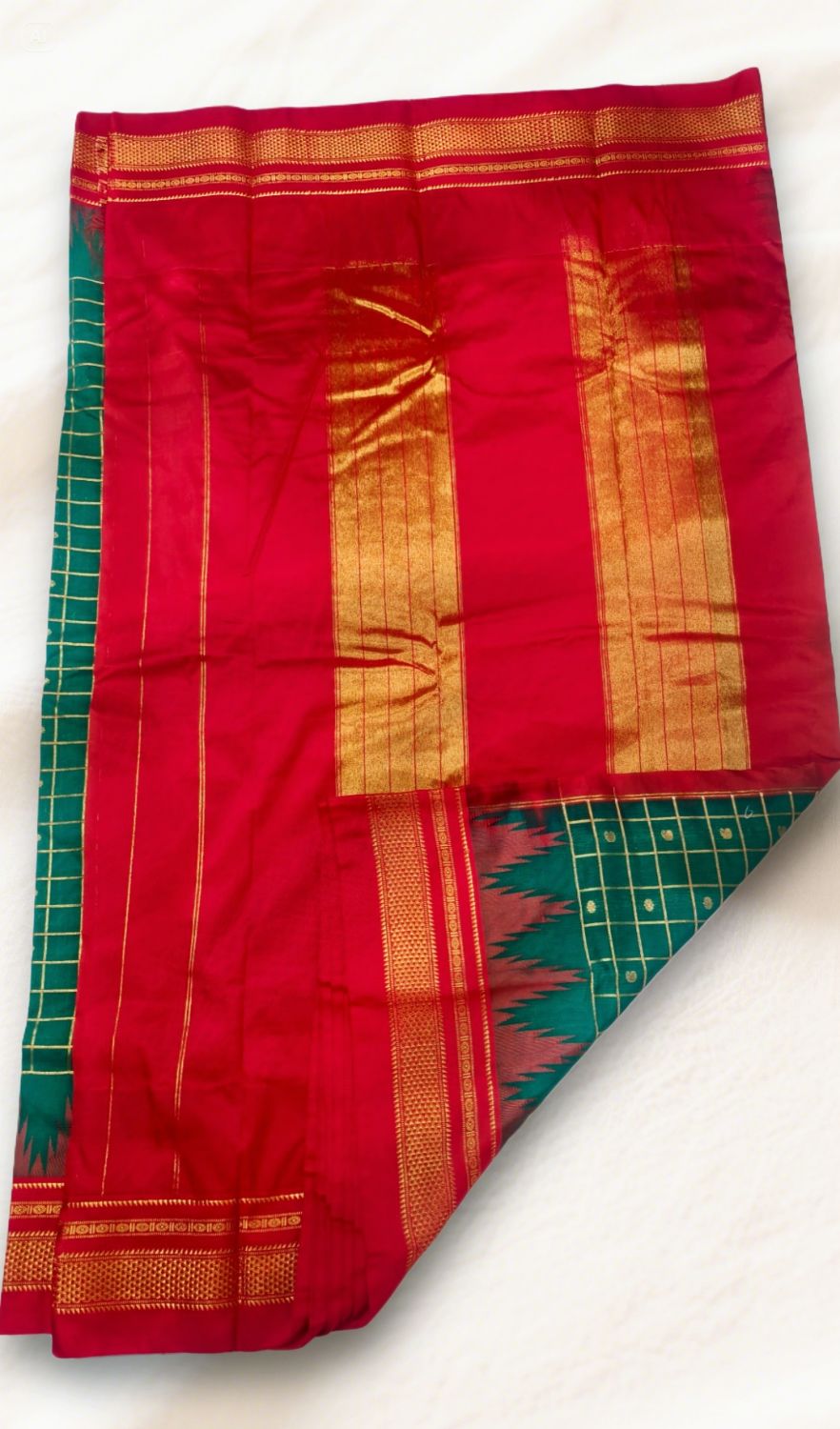 Ilkal Checks Chaduranga Temple Cotton Silk Saree With Jari | Ilkal Handloom Saree – Ikatra
