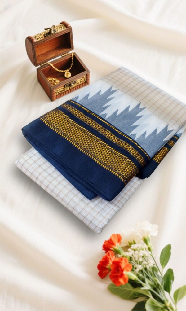 Ilkal Checks Chaduranga Temple Cotton Silk Saree With Jari | Ilkal Handloom Saree – Ikatra