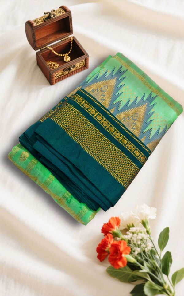 Checks Chaduranga Temple Cotton Silk Saree With Jari