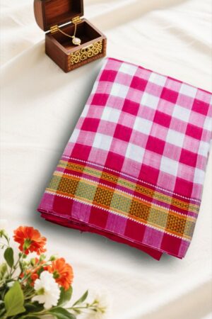 Ilkal handwoven mercerized cotton saree with traditional border and pallu