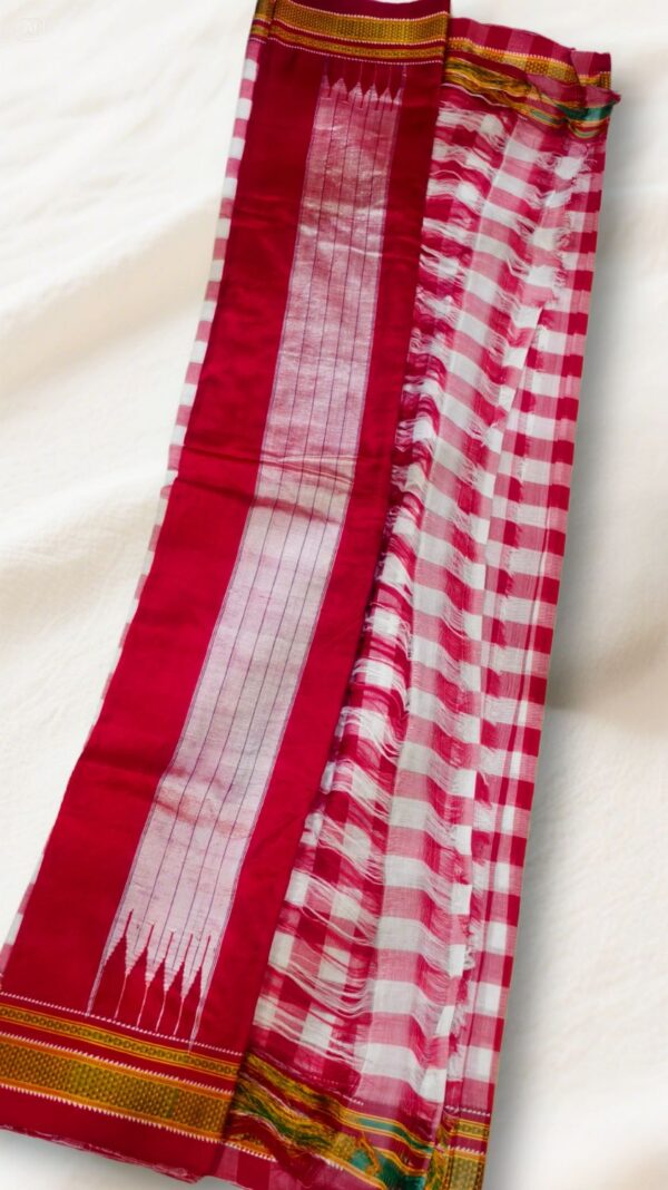 Ilkal handwoven mercerized cotton saree with traditional border and pallu