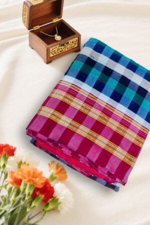 Ilkal handwoven mercerized cotton saree with traditional border and pallu