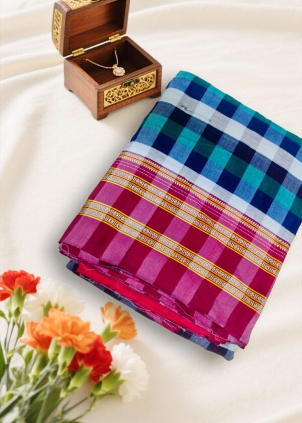 Ilkal handwoven mercerized cotton saree with traditional border and pallu