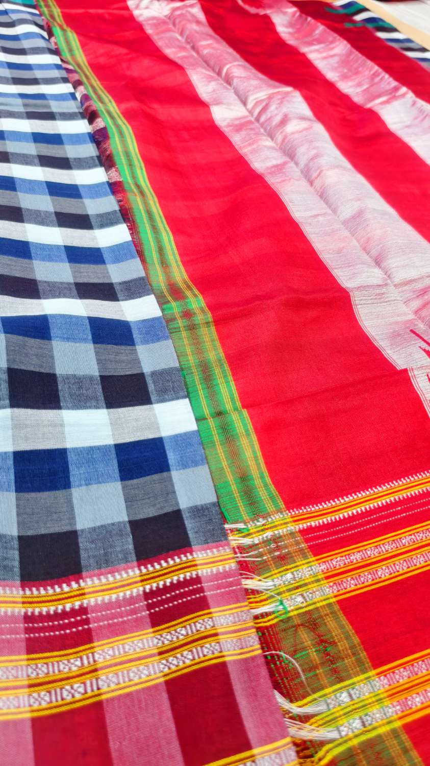Ilkal handwoven mercerized cotton saree with traditional border and pallu