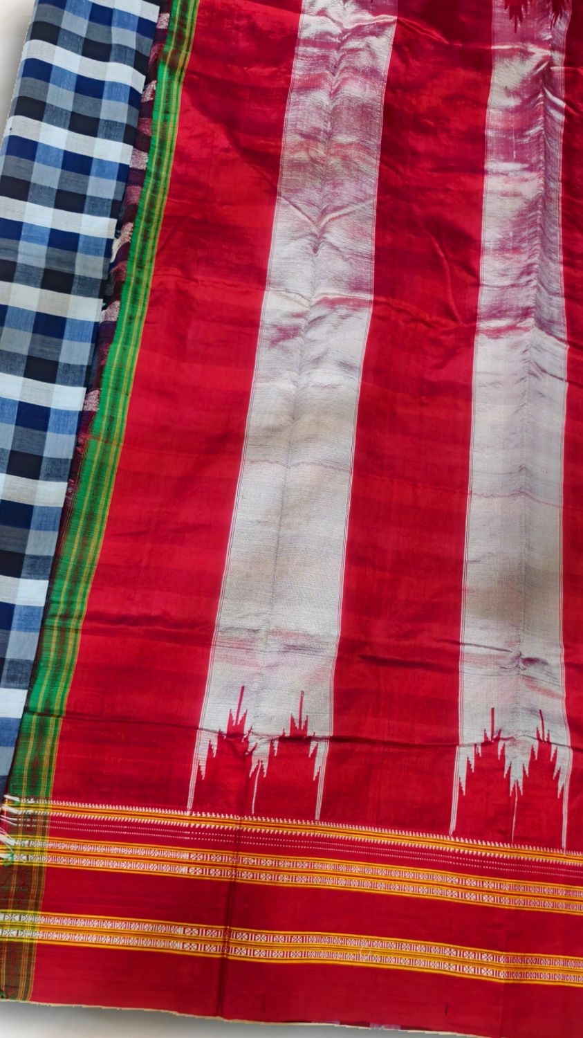 Ilkal handwoven mercerized cotton saree with traditional border and pallu