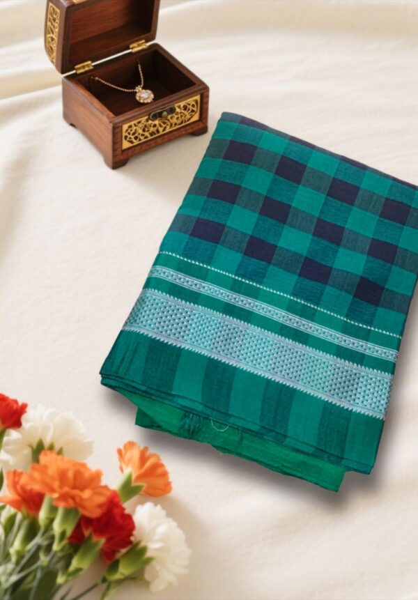 Ilkal handwoven mercerized cotton saree with traditional border and pallu