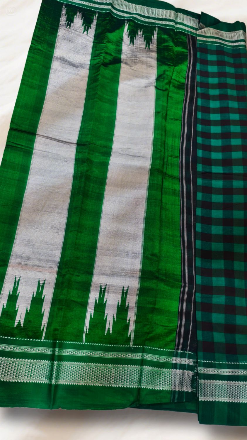 Ilkal handwoven mercerized cotton saree with traditional border and pallu