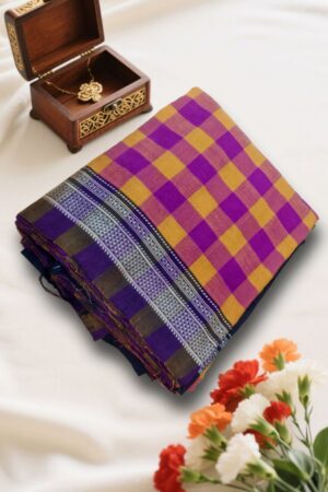 Ilkal handwoven mercerized cotton saree with traditional border and pallu