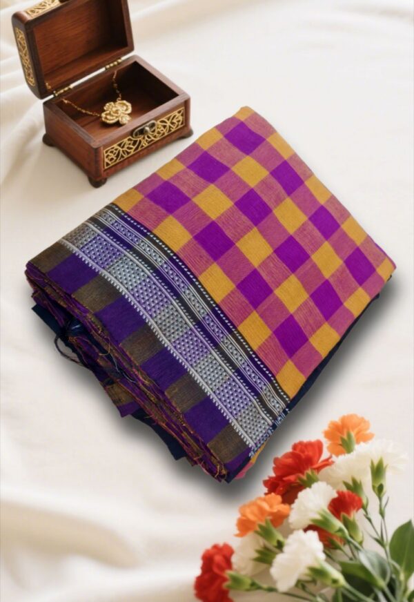 Ilkal handwoven mercerized cotton saree with traditional border and pallu