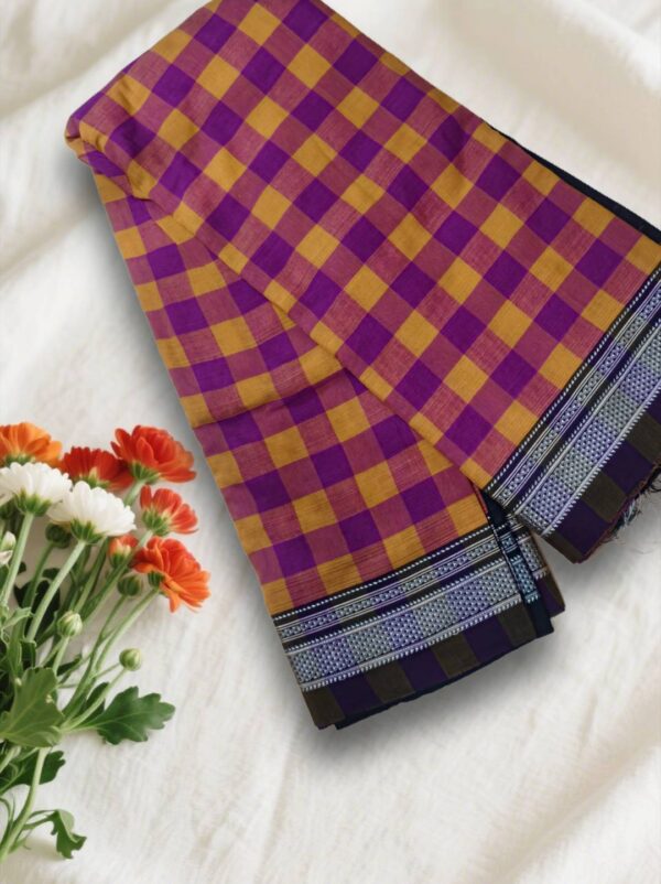 Ilkal handwoven mercerized cotton saree with traditional border and pallu