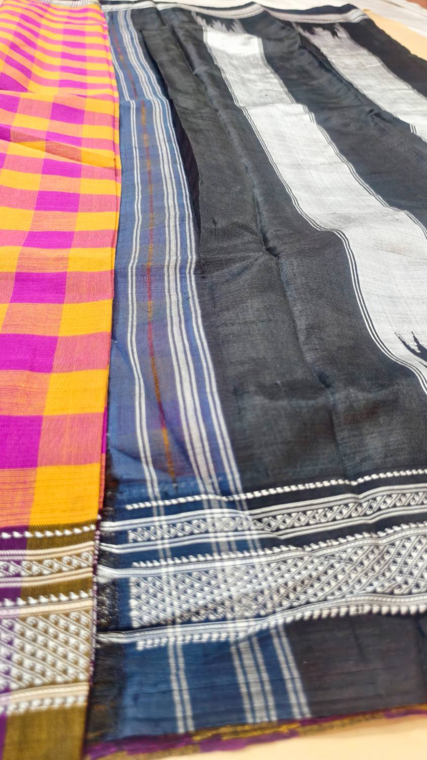 Ilkal handwoven mercerized cotton saree with traditional border and pallu