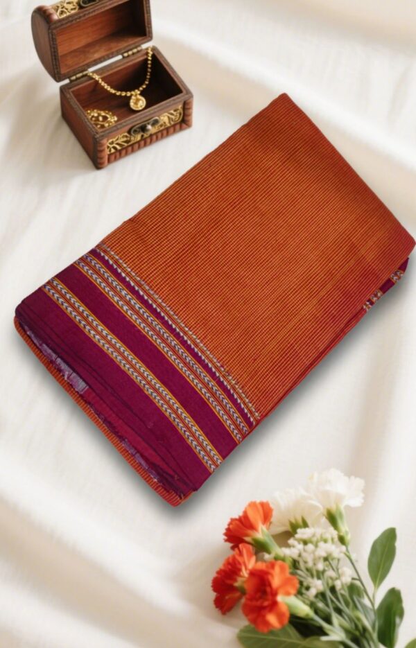 Ilkal saree with Chex pattern and Gayatri border