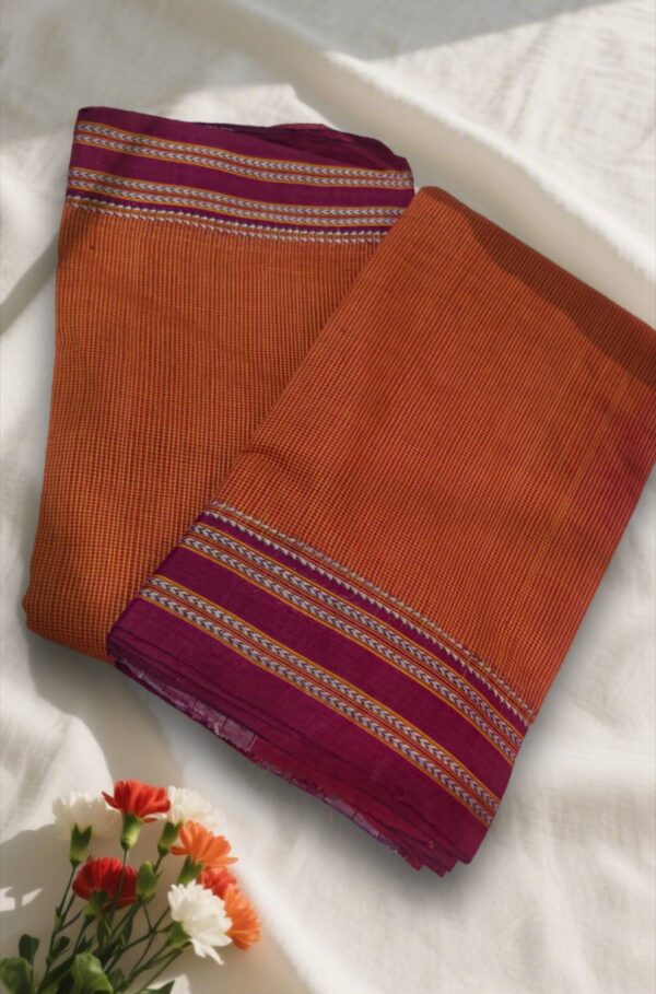 Ilkal saree with Chex pattern and Gayatri border