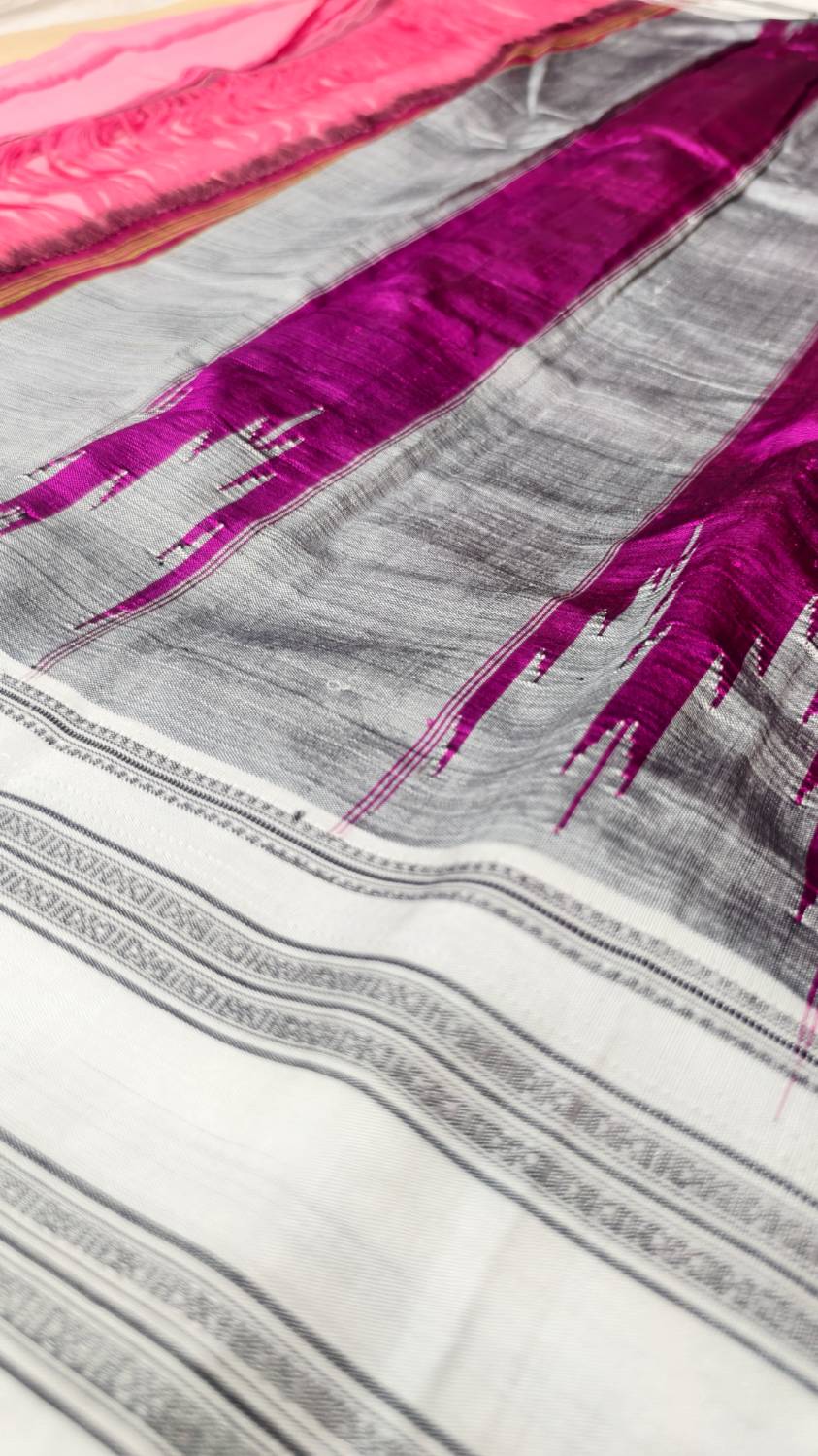Ilkal cotton silk handloom saree with Gayatri and Chikki Paras border