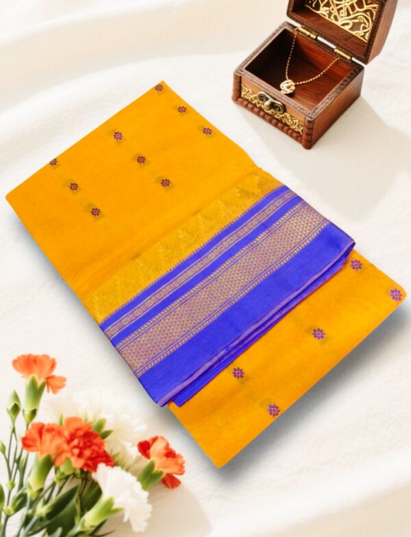 Ilkal butta cotton silk saree with temple border and pallu