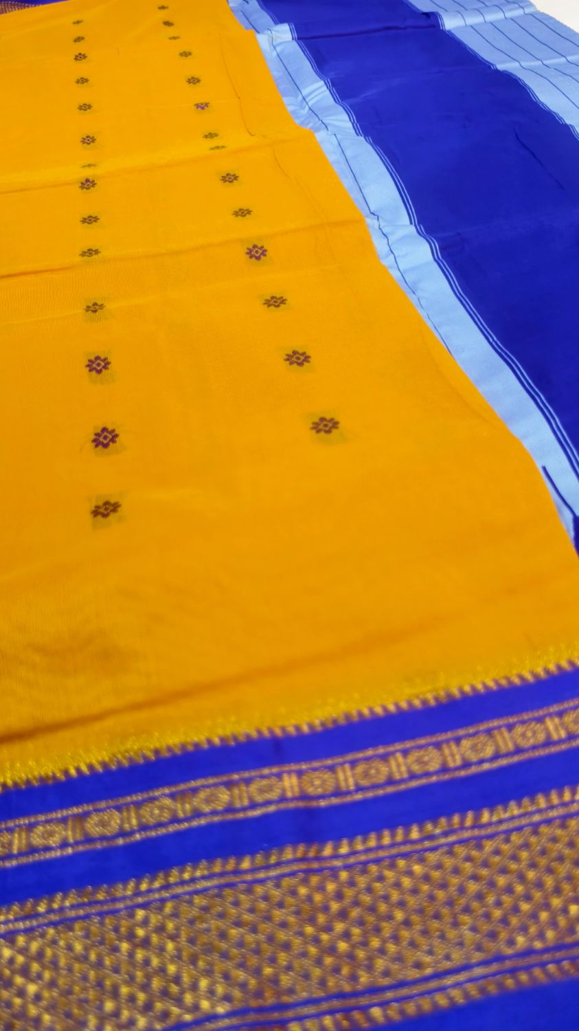 Ilkal butta cotton silk saree with temple border and pallu