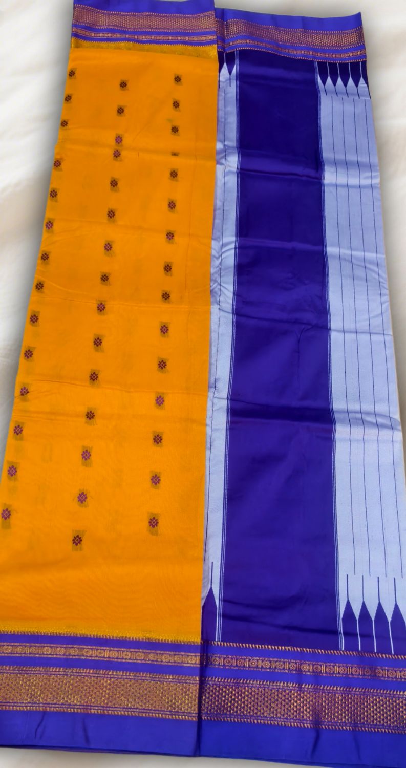 Ilkal butta cotton silk saree with temple border and pallu