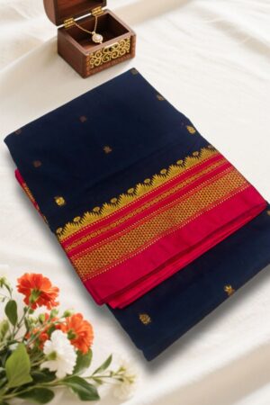 Ilkal butta cotton silk saree with temple border and pallu