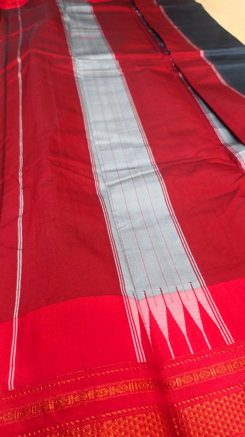 Ilkal handloom viscose cotton silk saree with Chikki Paras border