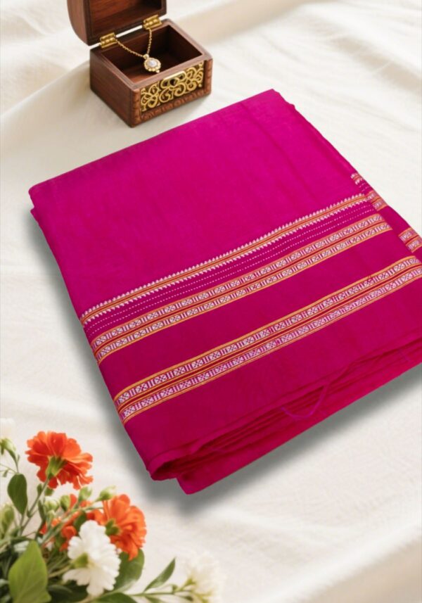 Ilkal cotton silk handloom saree with Gayatri and Chikki Paras border