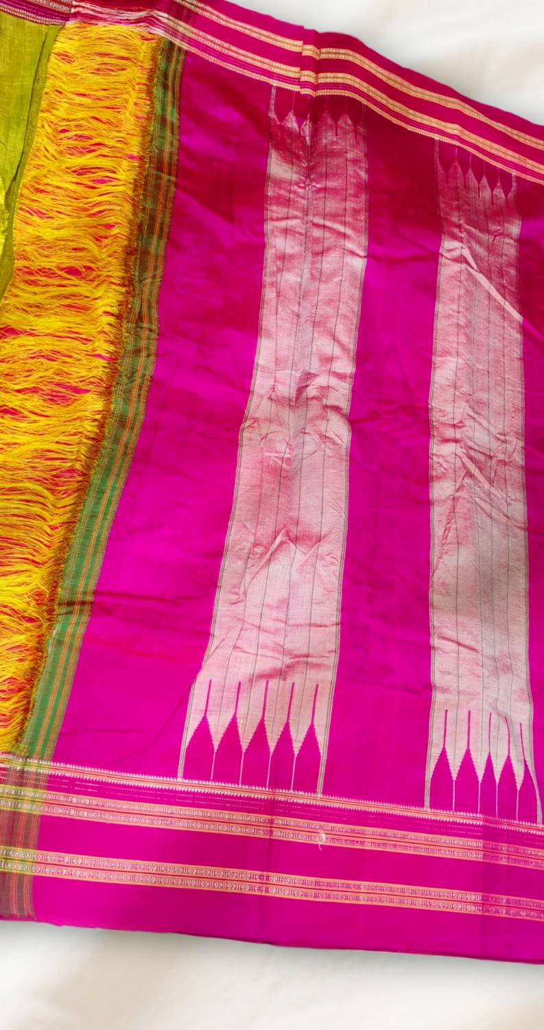 Ilkal cotton silk handloom saree with Gayatri and Chikki Paras border