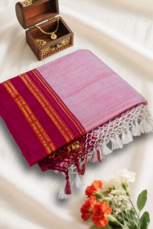 Ilkal cotton silk handloom saree with Gayatri and Chikki Paras border