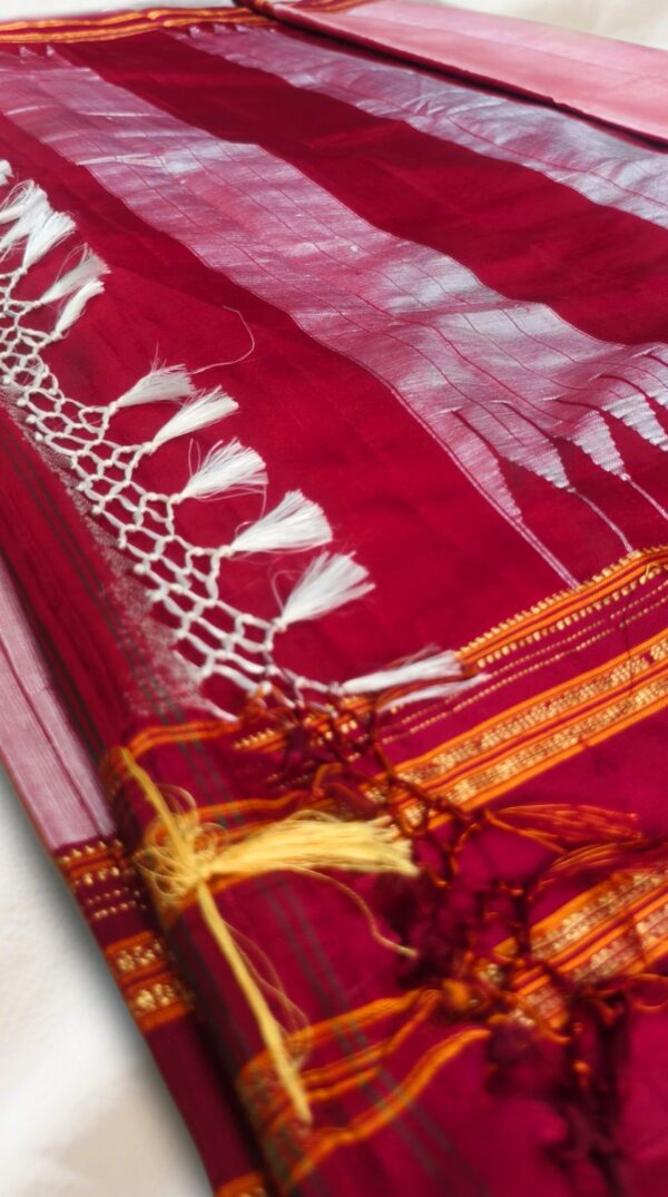 Ilkal cotton silk handloom saree with Gayatri and Chikki Paras border