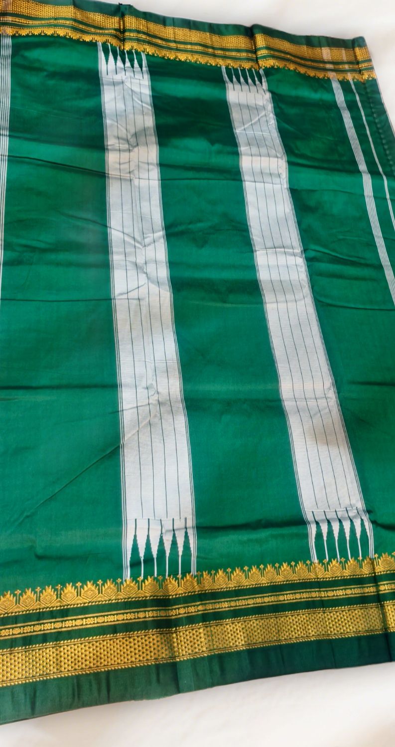 Green Small Checks Ilkal Cotton Silk Saree with Chikki Paras Border – Ikatra