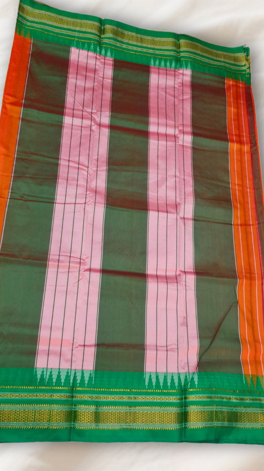 Ilkal handloom viscose cotton silk saree with Chikki Paras border