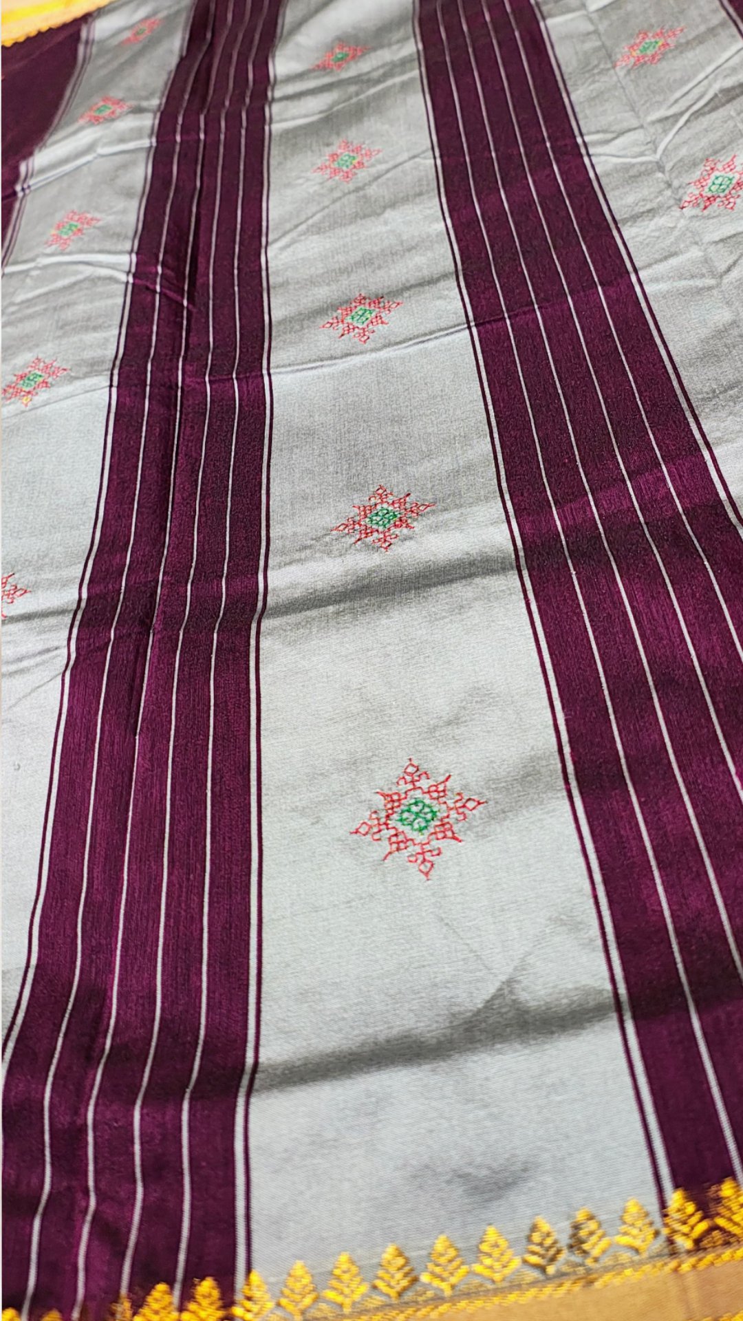 Magenta Ilkal Kasuti Saree – Soft Silk Cotton with Chikki Paras Border & Patti Pallu - Image 3
