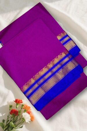 Purple Tana Kaddi Checks Ilkal Saree | ikatra