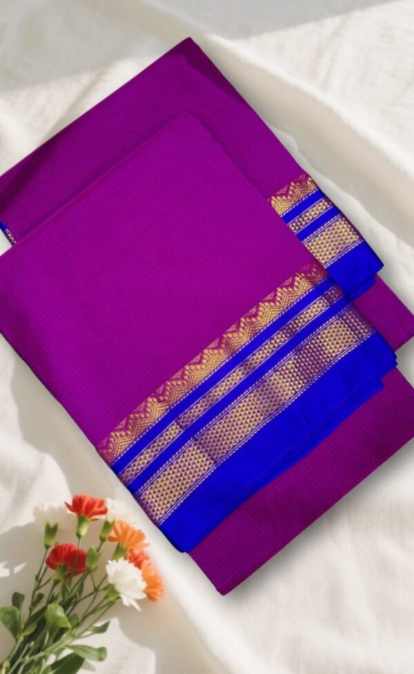 Purple Tana Kaddi Checks Ilkal Saree | ikatra