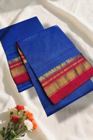 Blue Tana Kaddi Checks Ilkal Saree | ikatra