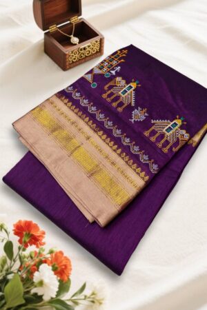 Magenta Ilkal Kasuti Saree – Soft Silk Cotton with Chikki Paras Border & Patti Pallu