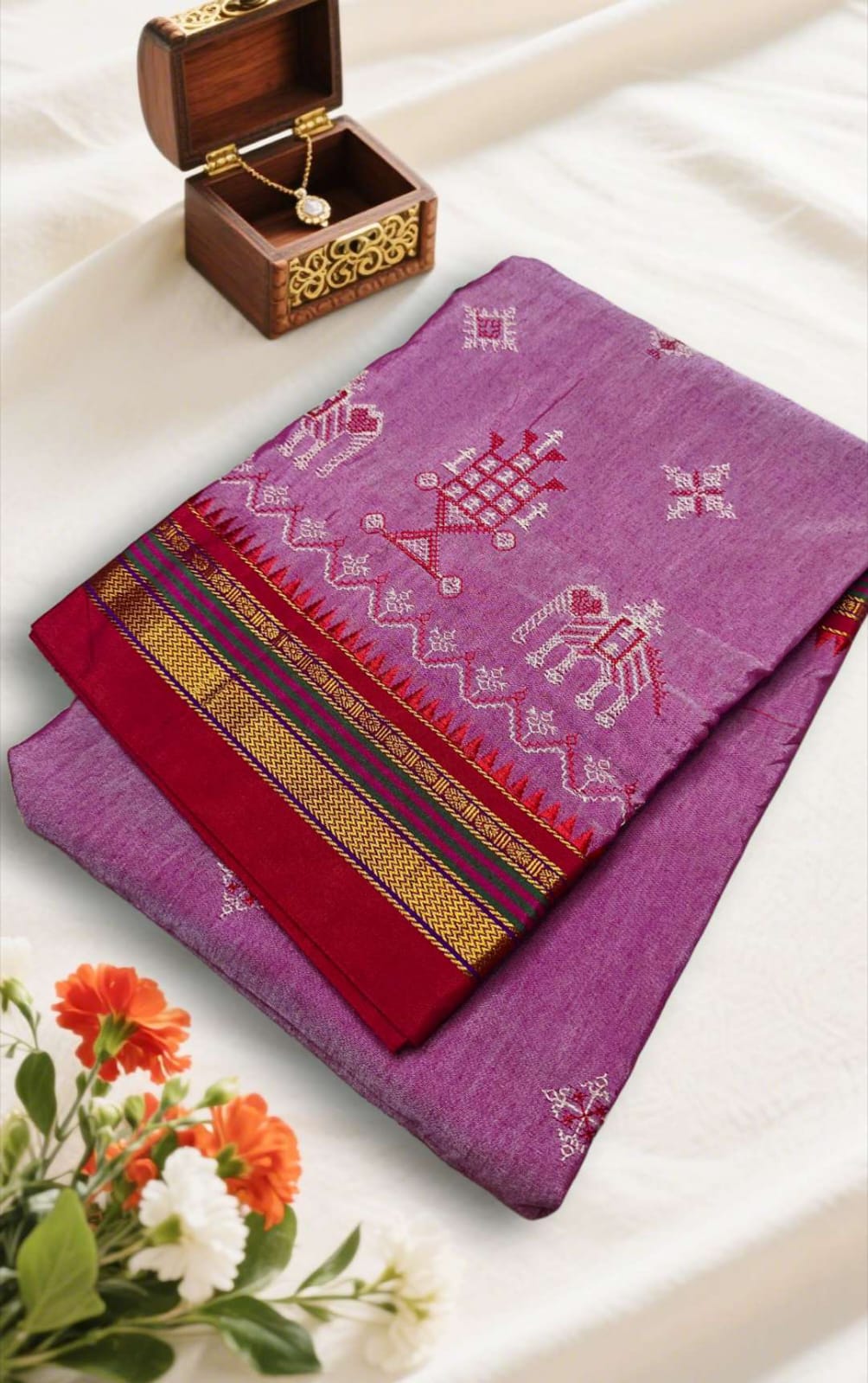 Ilkal Kasuti Saree – Soft Silk Cotton with Chikki Paras Border & Patti Pallu
