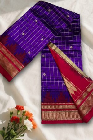 Gadwal Jari Checks Butta Ilkal Silk Saree with Chikki Paras Border | Ikatra