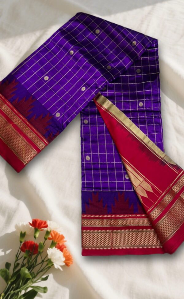 Gadwal Jari Checks Butta Ilkal Silk Saree with Chikki Paras Border | Ikatra