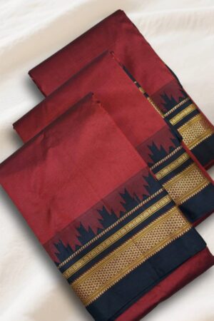 Maroon Temple Gadwal plain saree Pallu - ilkal pallu