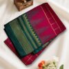 Deep Red Traditional Ilkal Jari Checks Saree with Temple Border