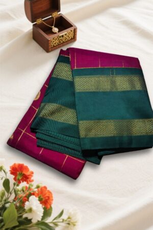 Deep Red Pure Zari Butta Ilkal Silk Saree