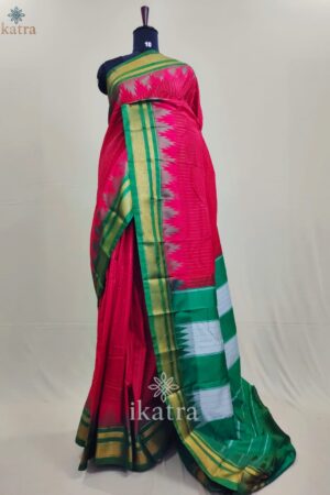 Green and Red Temple with  Chadurang Ilkal Saree – Super Quality