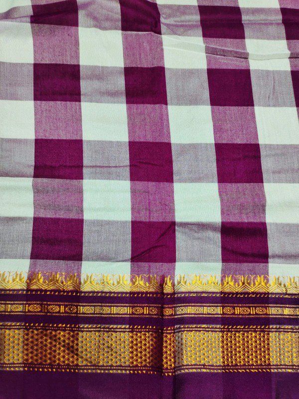 ILKAL BIG Checks Saree Mercerized Cotton - Image 4