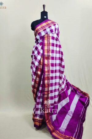 ILKAL BIG Checks Saree  Mercerized Cotton