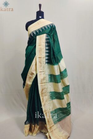 Green Colour Saree Temple with Jari Chadurang Ilkal Saree – Super Quality Mercerised Cotton