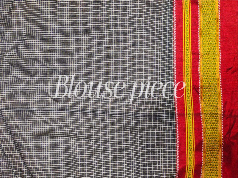Gray checks Tradional Ilkal Saree With Chikki Paras Border | ikatra - Image 4