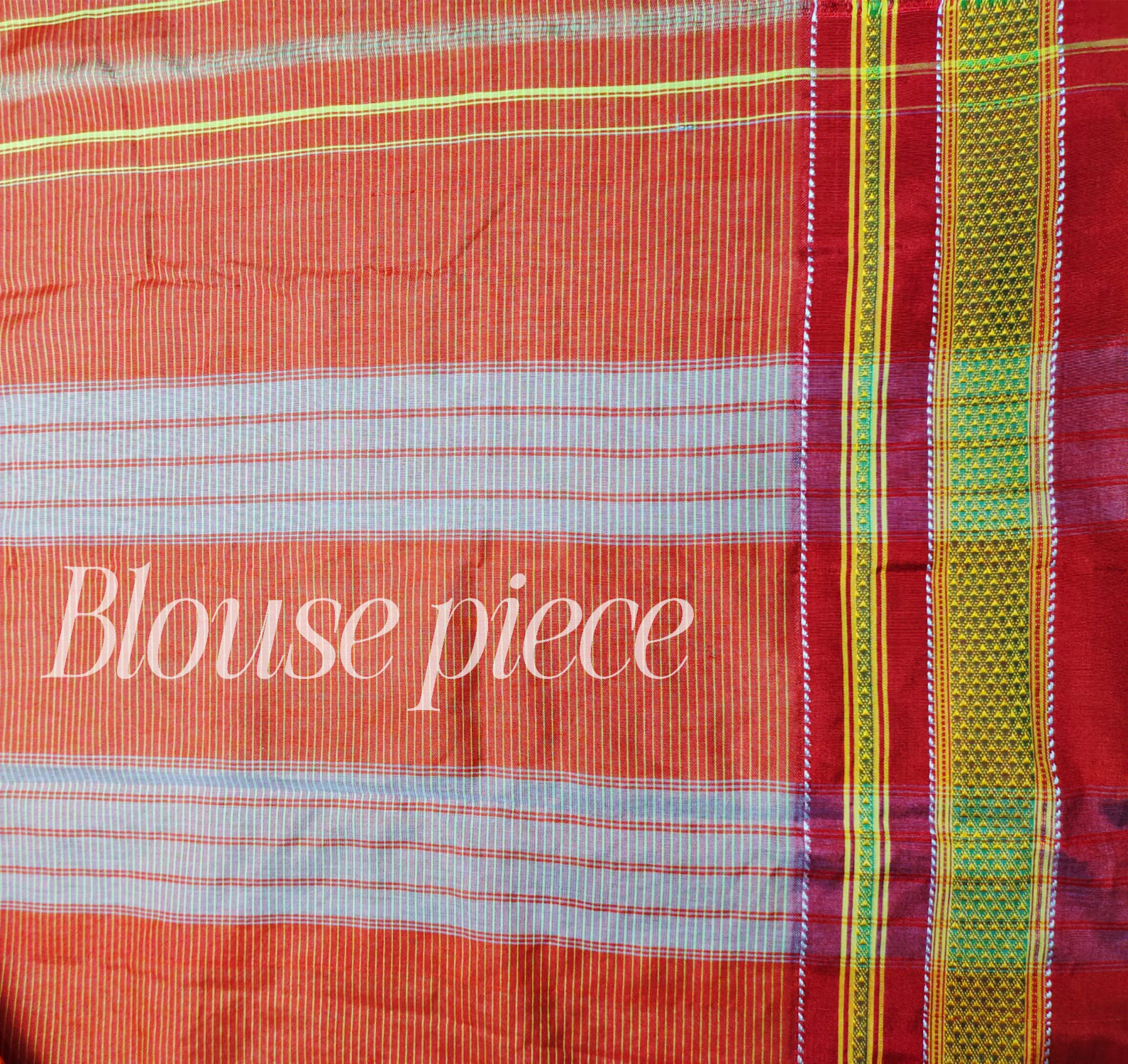 Red and Green Mix Tradional Ilkal Saree With Chikki Paras Border | ikatra - Image 5