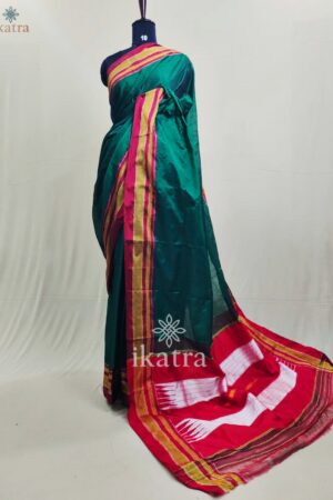 Green Tradional Ilkal Saree With Chikki Paras Border | ikatra