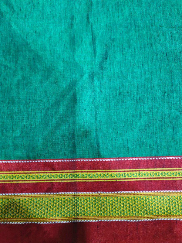 Green Tradional Ilkal Saree With Chikki Paras Border | ikatra - Image 3