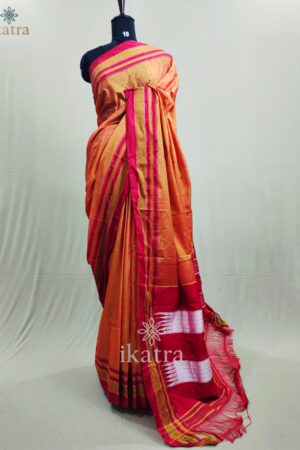 Orange Tradional Ilkal Saree With Chikki Paras Border | ikatra